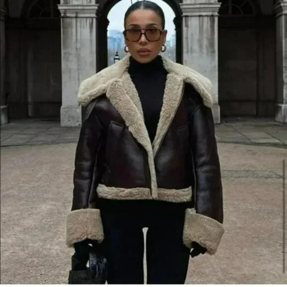 ZARA FAUX FUR DOUBLE FACED JACKET